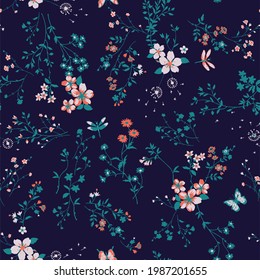Floral liberty pattern. Plant background for fashion, tapestries, prints. Modern floral design perfect for fashion and decoration