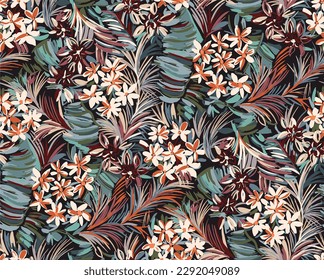 Floral liberty pattern. Plant background for fashion, tapestries, prints. Modern floral design perfect for fashion and decoration