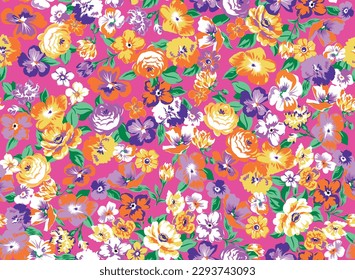 Floral liberty pattern. Plant background for fashion, tapestries, prints. Modern floral design perfect for fashion and decoration