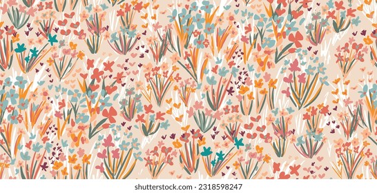 Floral liberty pattern. Plant background for fashion, tapestries, prints. Modern floral design perfect for fashion and decoration