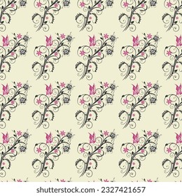 Floral liberty pattern. Plant background for fashion, tapestries, prints. Modern floral design perfect for fashion and decoration