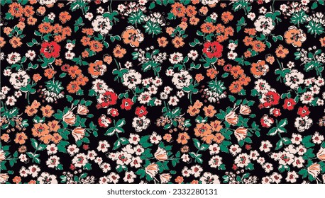 Floral liberty pattern. Plant background for fashion, tapestries, prints. Modern floral design perfect for fashion and decoration