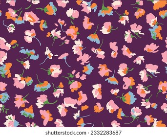 Floral liberty pattern. Plant background for fashion, tapestries, prints. Modern floral design perfect for fashion and decoration