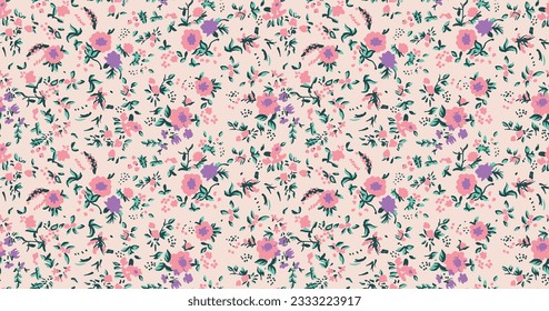 Floral liberty pattern. Plant background for fashion, tapestries, prints. Modern floral design perfect for fashion and decoration