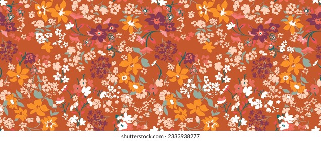 Floral liberty pattern. Plant background for fashion, tapestries, prints. Modern floral design perfect for fashion and decoration