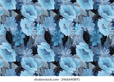 Floral liberty pattern. Plant background for fashion, tapestries, prints. Modern floral design perfect for fashion and decoration