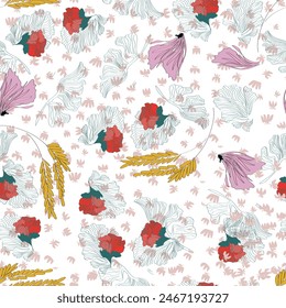 Floral liberty pattern. Plant background for fashion, tapestries, prints. Modern floral design perfect for fashion and decoration. style, scarf, fashion, texture and rustic pattern design. 
