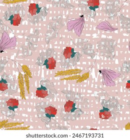 Floral liberty pattern. Plant background for fashion, tapestries, prints. Modern floral design perfect for fashion and decoration. style, scarf, fashion, texture and rustic pattern design. 
