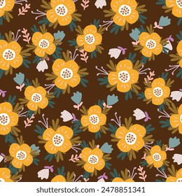 Floral liberty pattern. Plant background for fashion, tapestries, prints. Modern floral design perfect for fashion and decoration