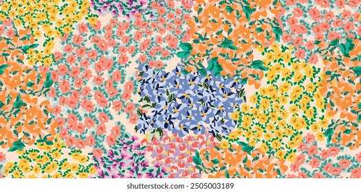 Floral liberty pattern. Plant background for fashion, tapestries, prints. Modern floral design perfect for fashion and decoration