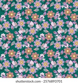 Floral liberty pattern. Plant background for fashion, tapestries, prints. Modern floral design perfect for fashion and decoration