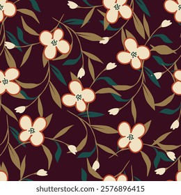 Floral liberty pattern. Plant background for fashion, tapestries, prints. Modern floral design perfect for fashion and decoration