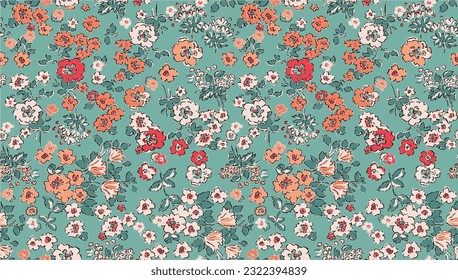 Floral liberty pattern. Small floral background for fashion, tapestries, prints. Modern floral design perfect for fashion and decoration