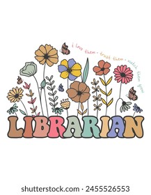 Floral librarian vintage Flower profession svg
