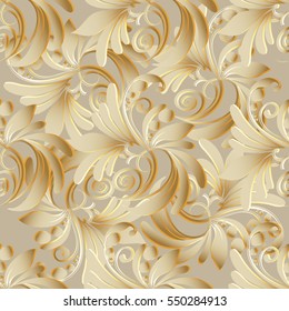 Floral light beige vintage seamless pattern.