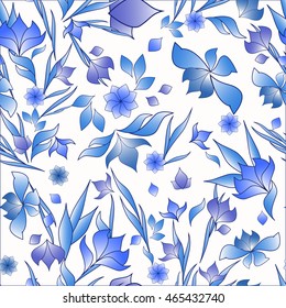 floral light blue seamless pattern