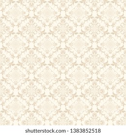 Floral light brown ornament on a cream background. Cute seamless floral pattern. Background design. Vintage vector wallpaper