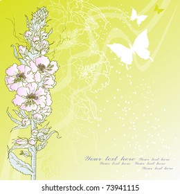 floral  light green background