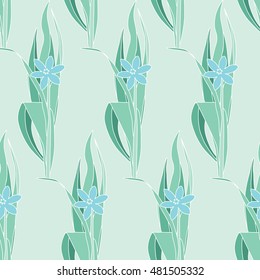 Floral light green seamless pattern in modernist style