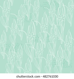 Floral light green seamless pattern. Meadow. Vector illustration