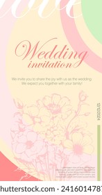 Floral Light Pastel Color Wedding Vintage Invitation. EPS10 Vector