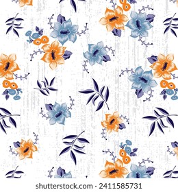 Floral Lilies pattern on vertical melange