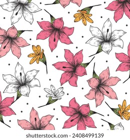 Floral Lilies and small flowers Pattern 