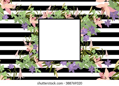 Floral lily arabis  background vector illustration. Sprig  background, floral greeting card