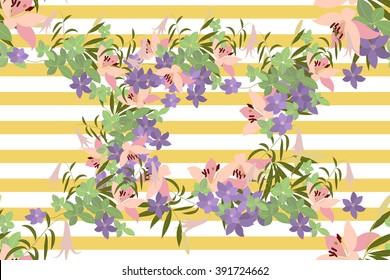Floral lily arabis  background vector illustration. Sprig  background, floral greeting card