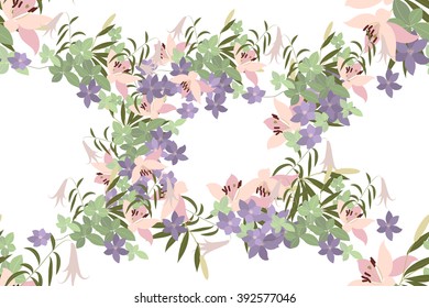 Floral lily arabis  background vector illustration. Spring  background, floral greeting card