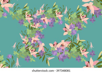 Floral lily arabis  background vector illustration. Sprig  background, floral greeting card