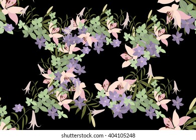 Floral lily arabis  background vector illustration. Sprig  background, floral greeting card