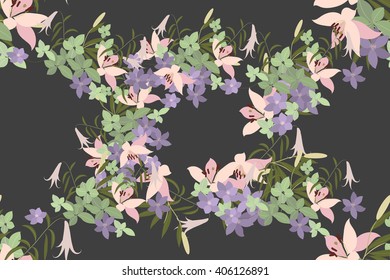 Floral lily arabis  background vector illustration. Sprig  background, floral greeting card