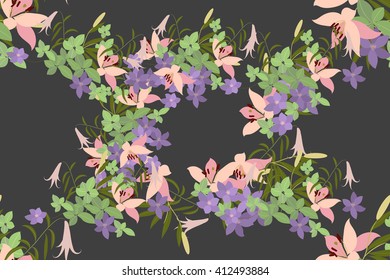Floral lily arabis  background vector illustration. Sprig  background, floral greeting card