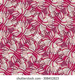 Floral line art abstract pattern. Swirl flower petals background. 
