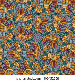 Floral line art abstract pattern. Swirl flower petals background. 