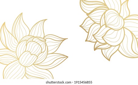 Floral line art. Floral blue background. Blue floral pattern lotus flower