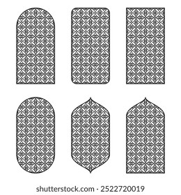 Floral Line Art Decorative Ornament Collection. Various Shapes and Sizes for Icons, Symbols, CNC, Laser Cutting, Wallpaper, Isolated on White, Editable and Scalable Vector EPS File