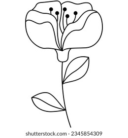 Floral line art. Design element with floral theme.