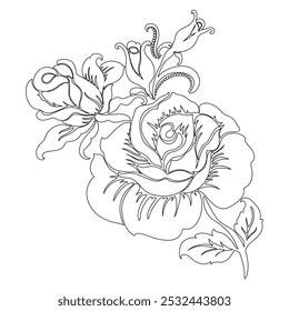 Floral Line Art Flower  Elements