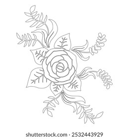 
Elementos florais da flor da arte da linha