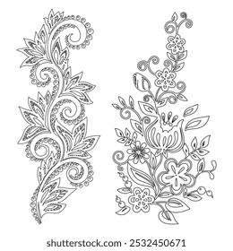 Blumen Linie Kunst Blumen Elemente