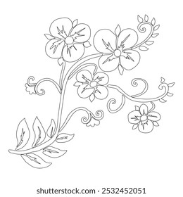 Floral Line Art Flower  Elements