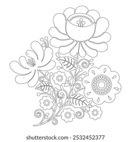 Floral Line Art Flower  Elements