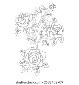 
Elementos florais da flor da arte da linha
