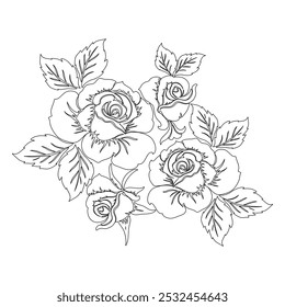 Floral Line Art Flower  Elements