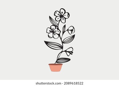 Floral Line Art Flower Illustration. Flower Line Art Set Vector Illustration, flower line art set vector. Black and white with line art on floral background