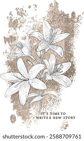 floral line art flower vector foil gold light gold print
