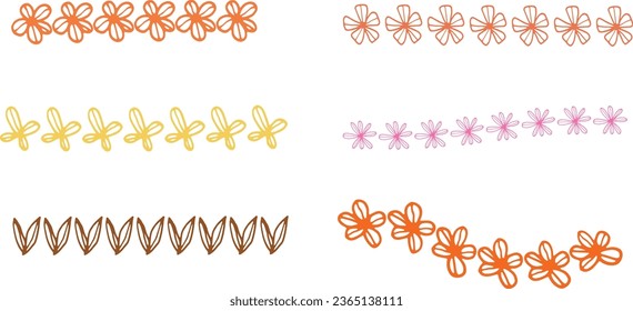 Floral Line Art Hand Drawn Decorative Dividers Borders Vector 