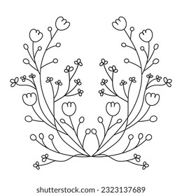 Floral line art ornament. Abstract modern hand drawn design. Trendy vector illustration